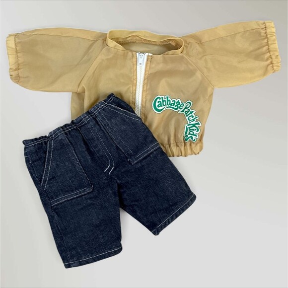 Vintage Cabbage Patch Kids CPK Yellow Zip Up Jacket and Blue Jeans Pants - Picture 1 of 7